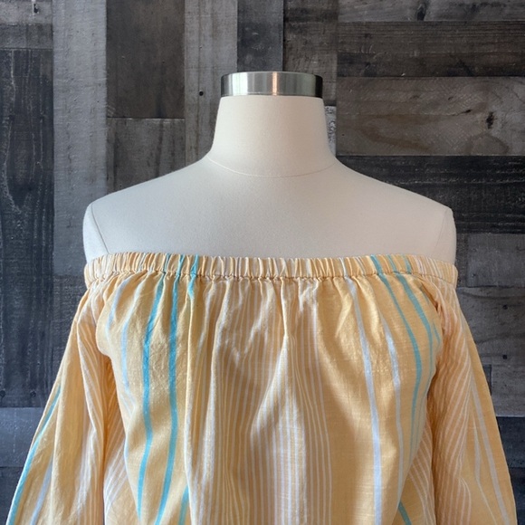 Roxy off the shoulder top medium pastel stripes beach California vacation surf - Picture 3 of 13